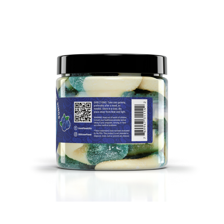 Blueberries Gummy Rings 1000Mg CBD ingredients - Green Planet