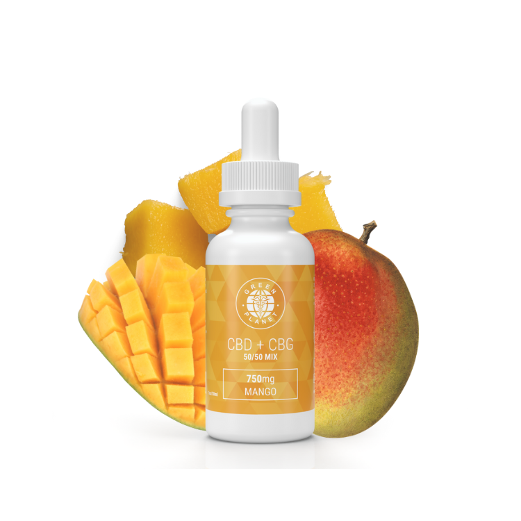 CBD + CBG 750Mg/1500Mg 50/50 Mix Mango Flavor 30ml Green Planet CBD + CBG 750Mg/1500Mg 50/50 Mix Mango Flavor 30ml Green Planet