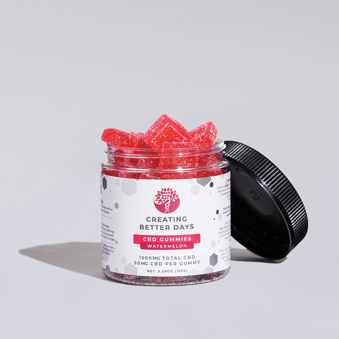 Watermelon CBD Gummies 1500 MG Jar - THC Free - Green Planet