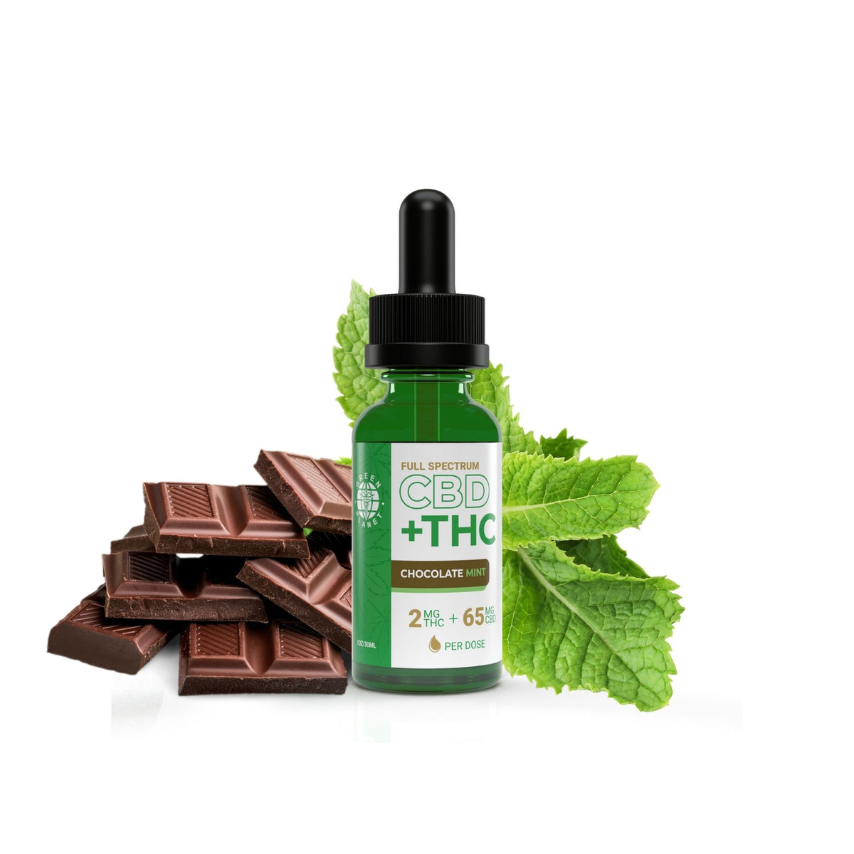 THC Boosted Full Spectrum Tinctures Chocolate Mint Flavor