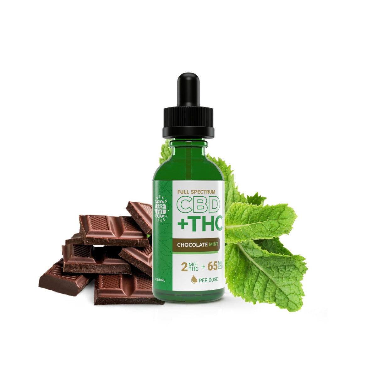 THC Boosted Full Spectrum Tinctures Chocolate Mint Flavor